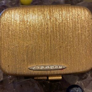 Revlon Compact Gold Toned Brushed Finish 1960-1970’s